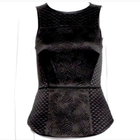 Tibi Black Textured Peplum Top – Size 4 - Picture 1 of 8